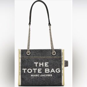 Marc Jacobs Dark Grey Denim Tote with Yellow Trim